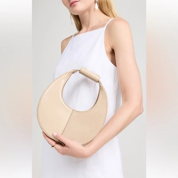 🌺🎉HP🎉🌺 NWT Staud Mini Moon Split Bag Oat - Picture 15 of 16
